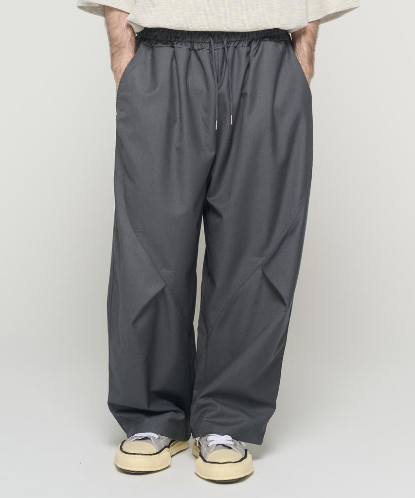 CARGOBROS Curved Wide Banding Slacks (Charcoal)