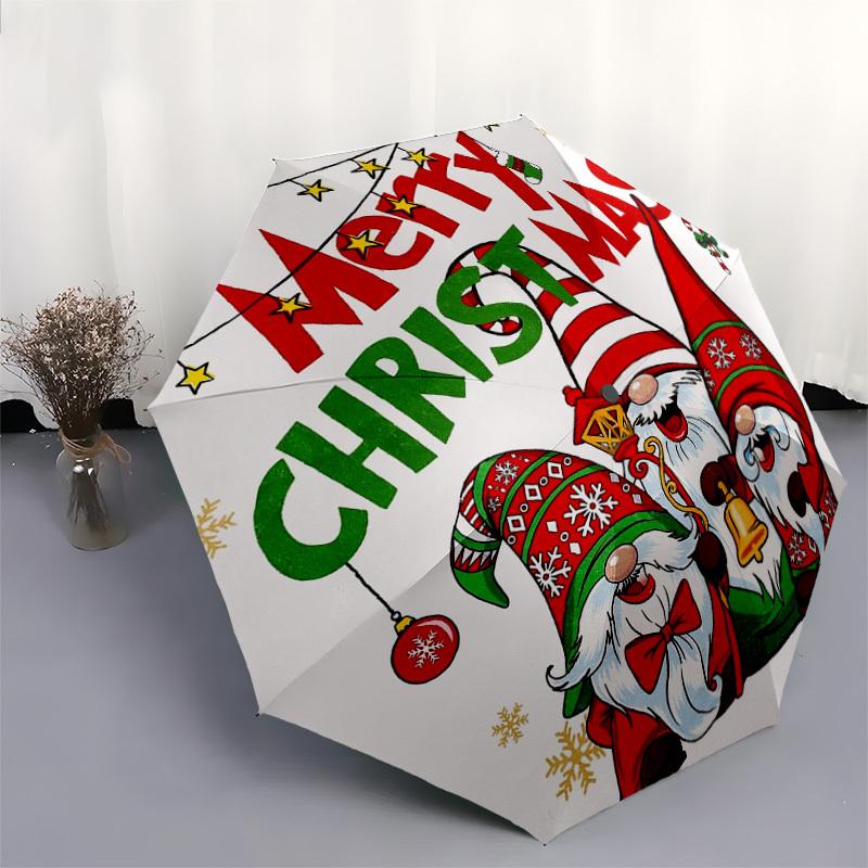 1pc Christmas Gnomes Decorative Sign Umbrella with Plastic Handle,Suitable for All Seasons Home Travel Outdoor UmbrellaDD208