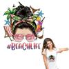 Iron On Patches Woman Beach Life Clothes Stickers Hoodies Heat Press Appliqued Diy Parches Ropa T-Shirt Heat-Adhesive Patch