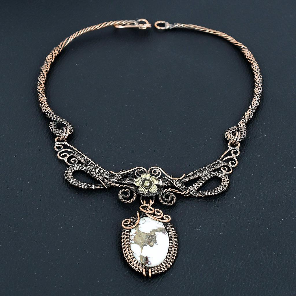 Wild Horse Necklace Handmade Jewelry, 999 Copper Wire Wrapped Necklace Designer Gemstone Jewelry Adjustable Chain Necklace Gift For Mom