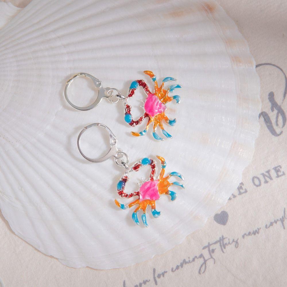 Zinc Zinc Alloy Crab Shape Drop Earrings Ethnic Style Gradient Crab Ear Buckle  Birthday Gift