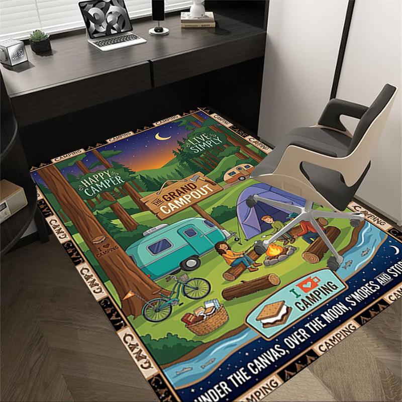 1PC Camping Moonlight Non-Slip Floor carpet, Office, family, bedroom, Studio - Large Area Rug, Vibrant Colors-C0487