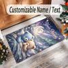 Teddy Bear Theme Crystal Velvet Rug Personalized Custom Name Text Soft Floor Mat Home Decor