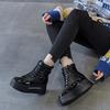 Зимние ботинки из натуральной кожи женские снегоступы водонепроницаемые теплые хлопковые ботинки на плоской подошве женские ботильоны увеличивающие рост на 9 см DX653