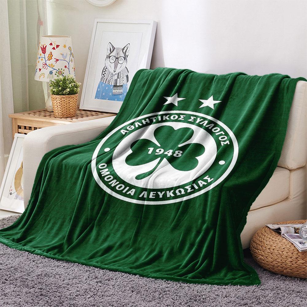 Фланелевое одеяло с логотипом AC Omonia, Высокое качество, Удобное для всех сезонов, Декор для дома, Тепло и уют