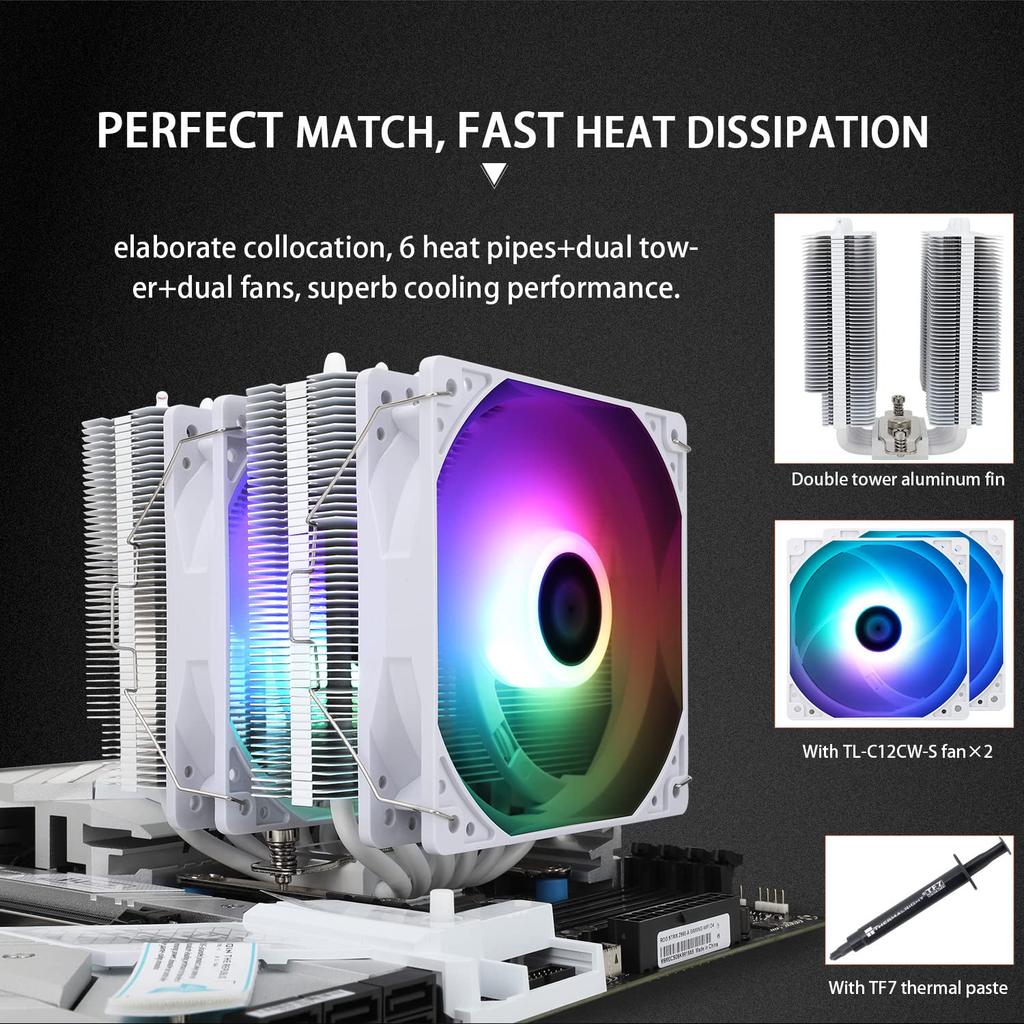 Thermalright Peerless Assassin 120 SE WHITE ARGB Белый процессор Air PA120 SE WHITE ARGB 6 горячих трубок процессора Двойной 120 мм PWM алюминиевый радиатор AGHP AMD AM4 115