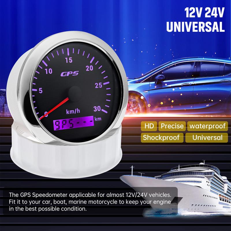 85MM GPS Speedometer Gauge For Motorcycle Marine Boat Truck 30~200 Kmh Speed Gauge Meter With GPS Antenna 7 Color LED Backlight