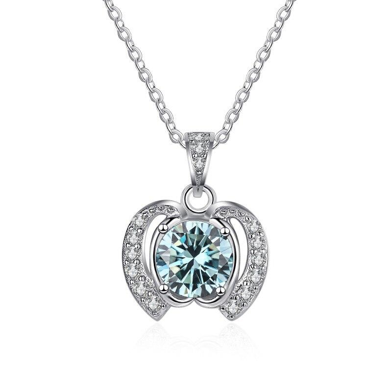 Bague Ringen Трендовое женское круглое ожерелье из муассанита весом 1 карат, подвеска в форме яблока, цепочка на ключицы, серебро 925, ювелирные изделия на Рождество