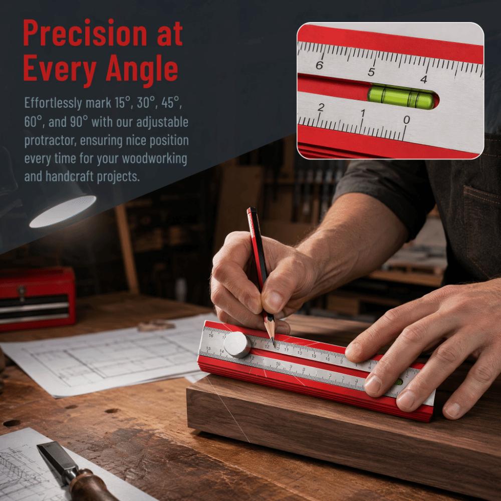 Adjustable Positioning Depth Measuring Ruler Multifunctional Level Ruler Woodworking