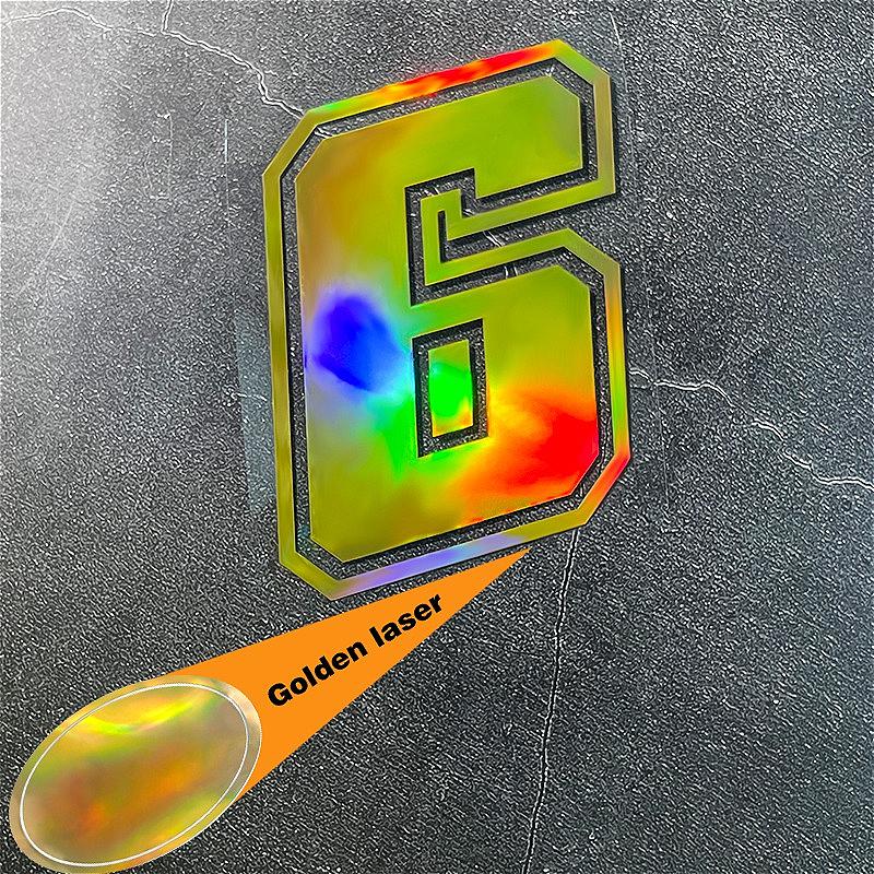 1PC Laser Gold Number 0 To 9 Motorcycle Sticker Waterproof for Motorcycle Helmets Fuel Tanks Car Windows Universal Vinyl Decals