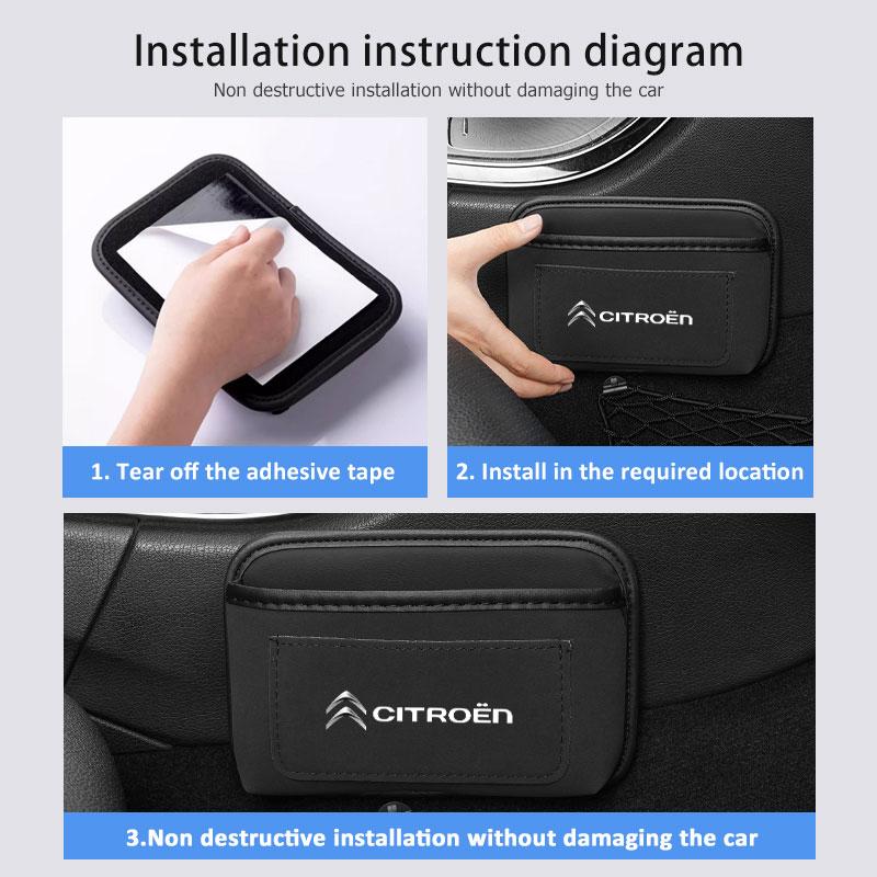 Paste Car Cards Phone Key Paste Box Self Adhesive Storage Pocket For Citroen C4 C3 C5 C1 C2 C6 VTS C4L DS3 DS4 DS5 Grand