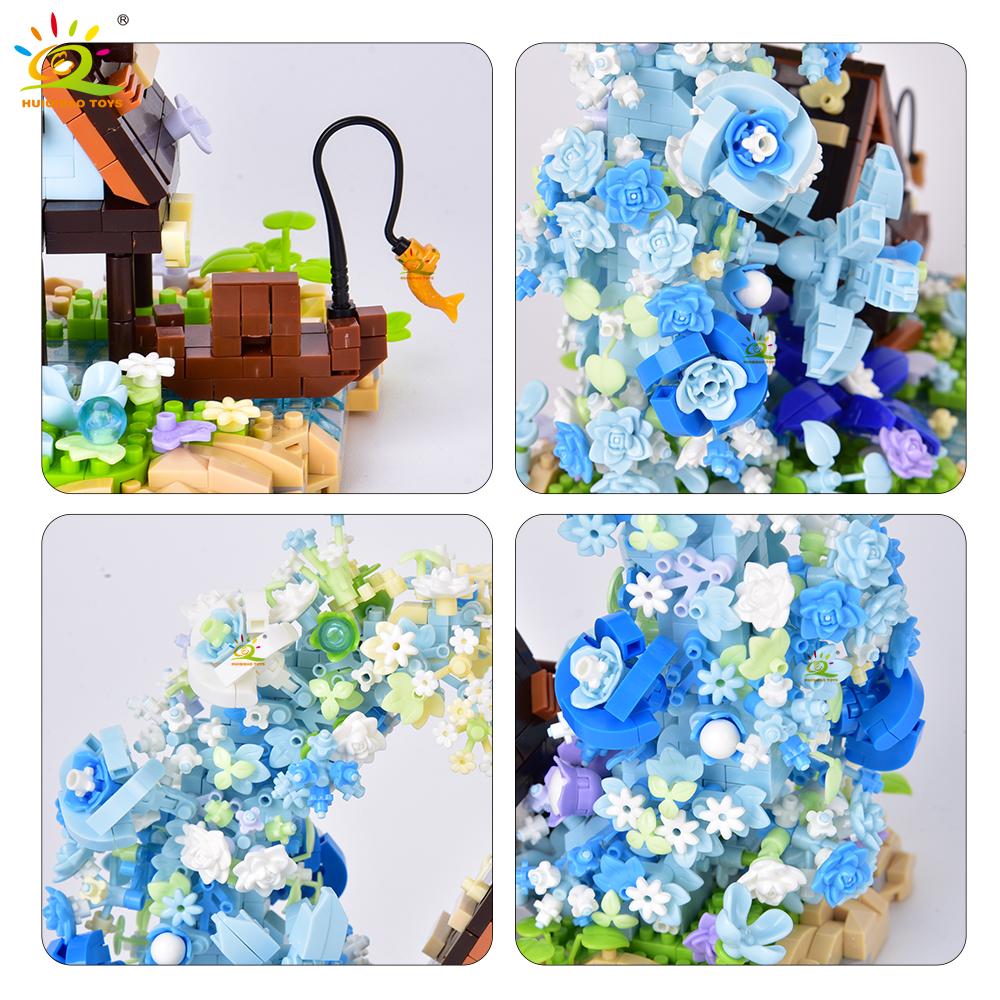 1343 детали MOC Цветочный Лунный Дом Микро Строительный Блок деревянный дом Модель Алмазный Кирпич Игрушка для Детей Декор Стола