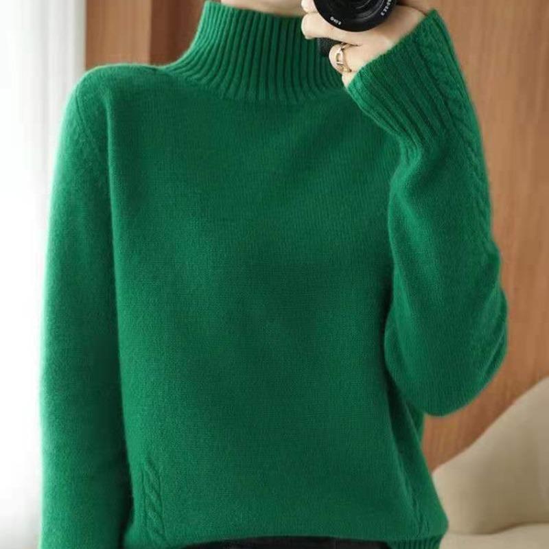 Осень и зима Новый полувысокий воротник трикотажный базовый свитер женские топы модный толстый длинный рукав облегающий пуловер женские свитера элегантный джемпер 25279