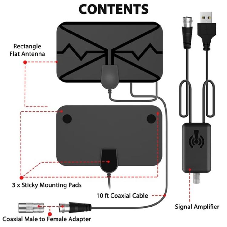 Premium ABS Material TV Antennae Magnified Receiver For 1080P Intelligent TVs 250Km Scope Capability