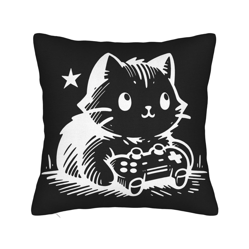 Pillow Case Gamer Cat Soft Pillow Cover For Couch Sofa Bedroom Cute Funny Pillowcases