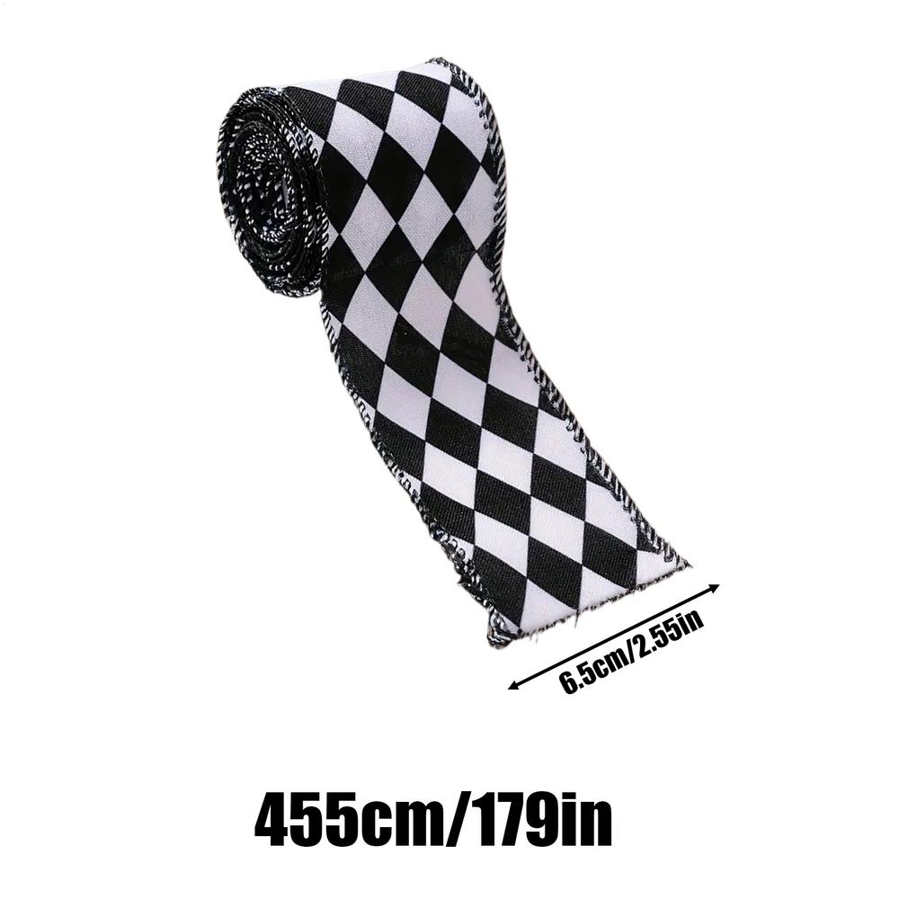 455x6,5 см Черно-белая Лента Декор Праздничного Дома DIY Бант Рождественский Венок Ленты Для Каминной Полки Украшение Елки