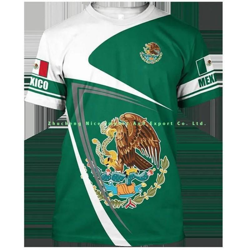 Mens Mexico National Team 3D Printed Quick Dry Breathable Short Sleeve T-Shirt Sport Casual Loose Fit