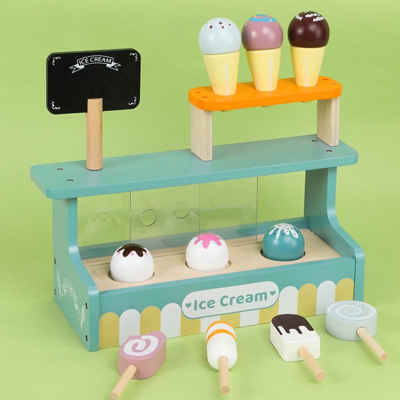 Wooden New Design Pretend Ice Cream Shop Kids Educational Learning Children Baby Toys Early Education Montessori