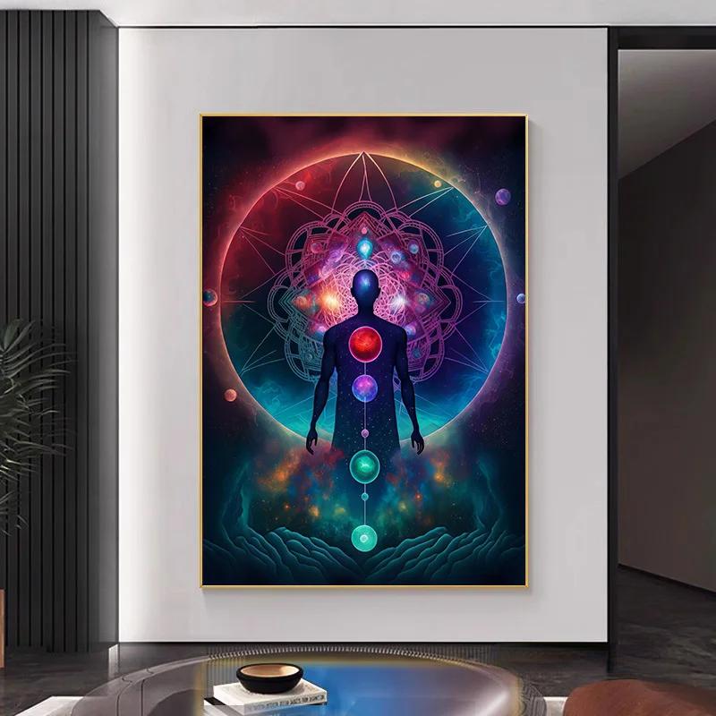Vintage Meditation Spiritual Peace Zen Universe Yin Yang Yoga Art Posters Canvas Painting Wall Prints Pictures Room Home Decor No Frame