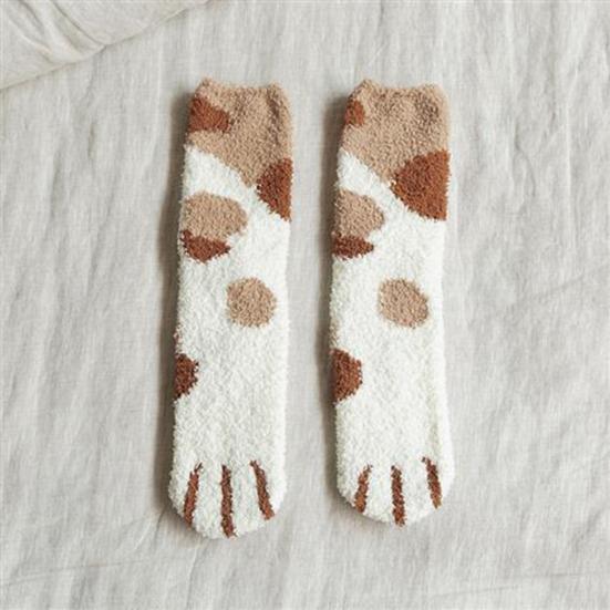 Cat Paw Floor Socks Cute Warm Winter Fuzzy Socks Thickened Stretchy Fluffy Slipper Socks for Home Bedroom Indoor Wear Sleeping