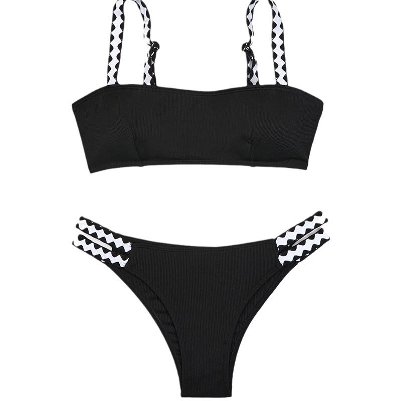 Split Swimsuit Pure Color Tight Sexy Beach Bikini Solid Color Two Piece Swimwear For Women Summer Bathing Suit