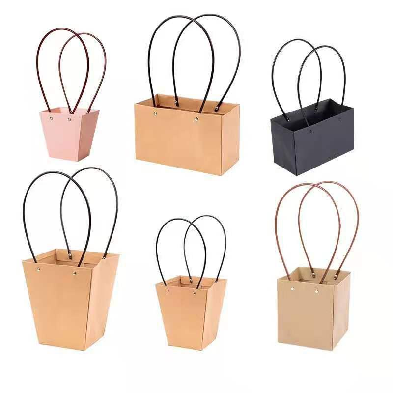 Портативная цветочная коробка, водонепроницаемая бумажная удобная сумка, крафт-сумка, подарочная коробка для вечеринки