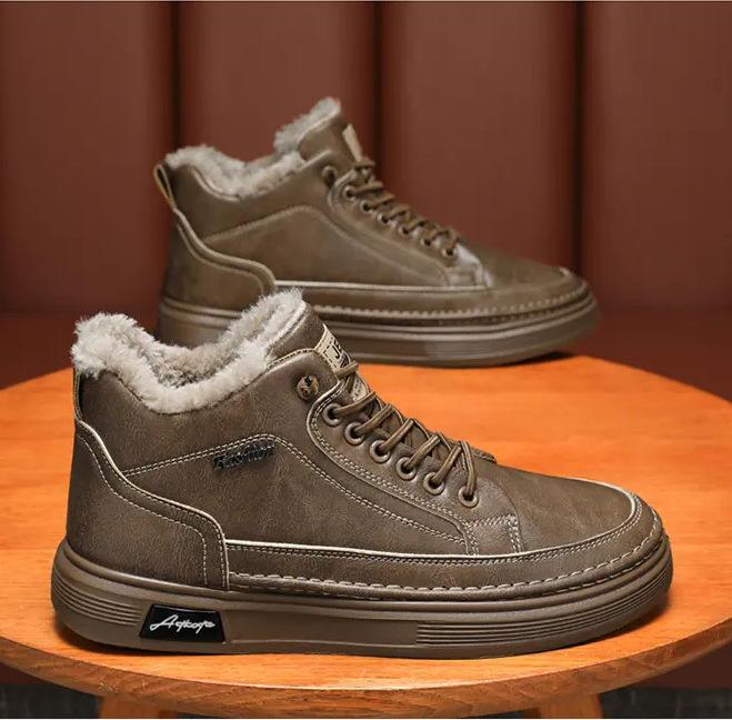 Высокие мужские туфли 2024 года, новые зимние бархатные утолщенные теплые хлопковые туфли, мужские спортивные повседневные нескользящие водонепроницаемые туфли для сноуборда