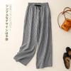 2025 Spring and Summer New Comfortable Drawstring Design Black and White Plaid Cotton and Linen Straight Pants Loose and Thin Lazy Style Floor Pants
