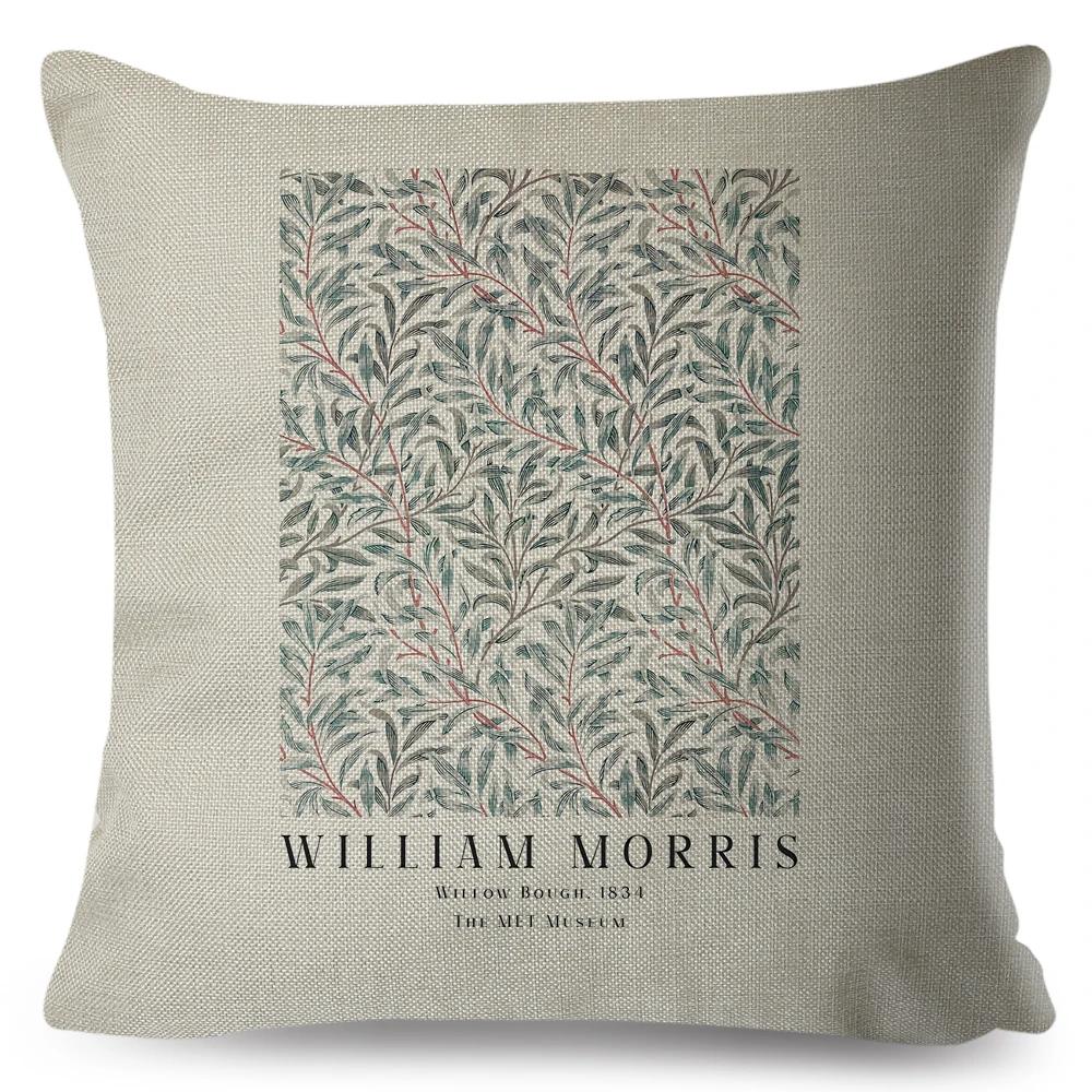 Nordic Style Cushion Cover William Morris Flower Pillowcase Linen Both Sided Decor Violets Botanical Throw Pillow Case for Sofa