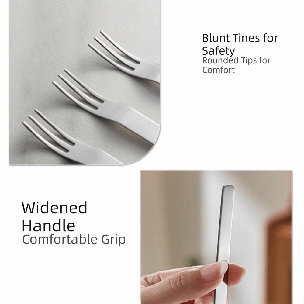 Stainless Steel Fruit Fork Set with Stand Cake Fork Creative Food Picks Dessert