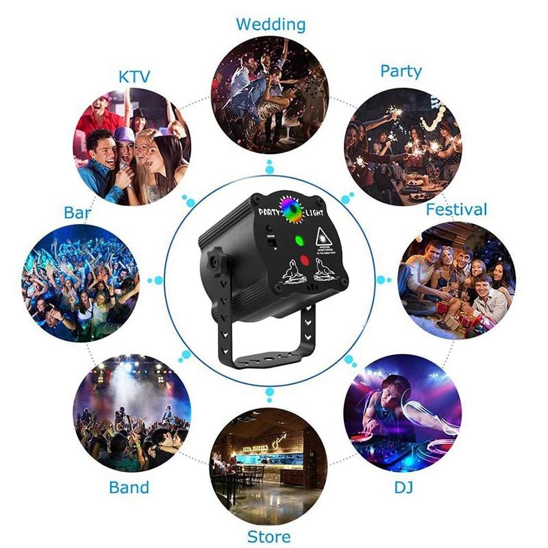 Laser Lights for Party, DJ Disco Stage Lights with Sound Activated Remote Control, Random Effects Party Lights for Home Birthday Party Christmas Ktv