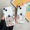 Милый Мультяшный Кролик Медведь Прозрачный Чехол для Телефона для IPhone 15 14 13 12 11 Pro XS Max X XR SE2 Мягкий Парный Чехол для Iphone 7 8 15 Plus