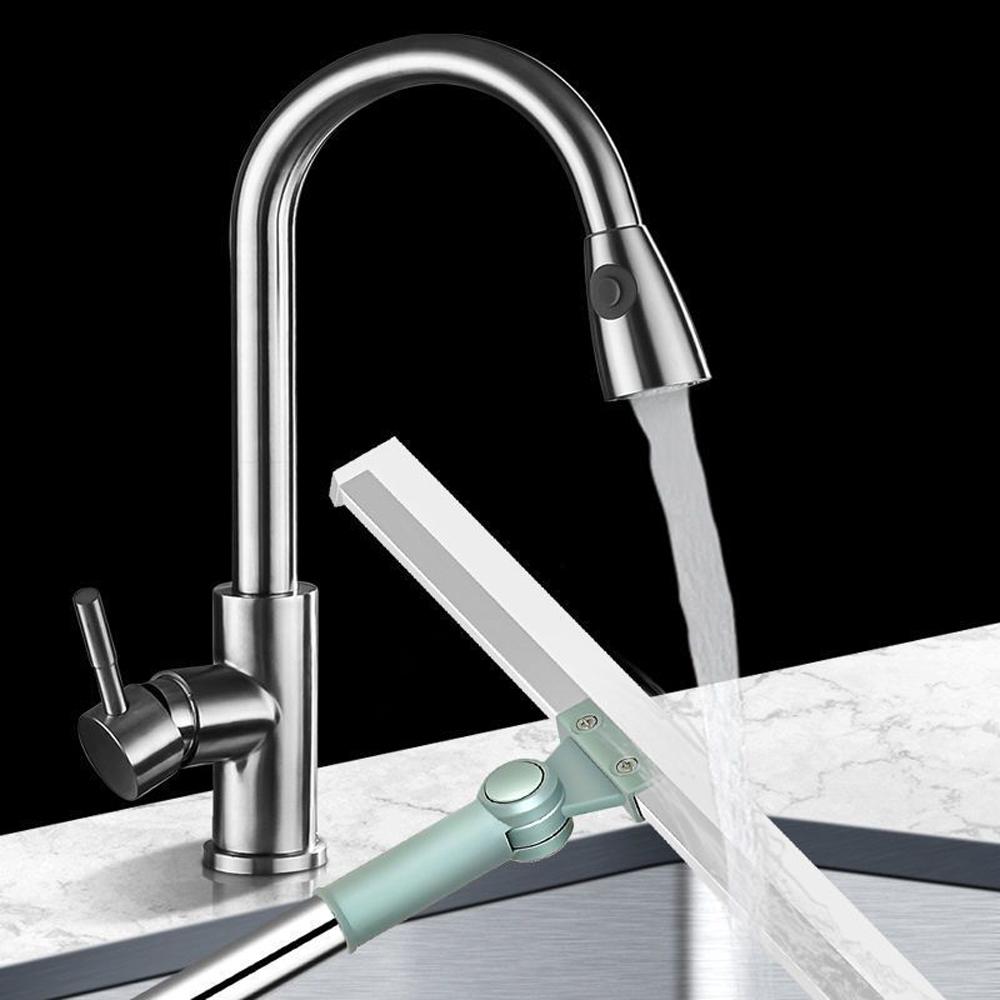 Скребок для пола с телескопической штангой, регулируемой ручкой, силиконовым лезвием, водяной метлой для