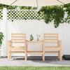 VidaXL Garden Bench with Table 2 Seats, Seat with Armrests and Backrest, Patio Terrace Furniture, Scandinavian, Wood of 825156