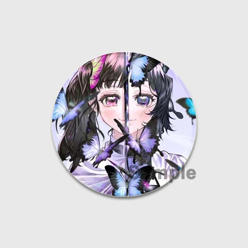 32/44/58mm Round Anime Brooches Kamado Tanjirou Tsuyuri Kanao Hashibira Inosuke Rengoku Kyoujurou Agatsuma Zenitsu Akaza Badge Lapel Pins