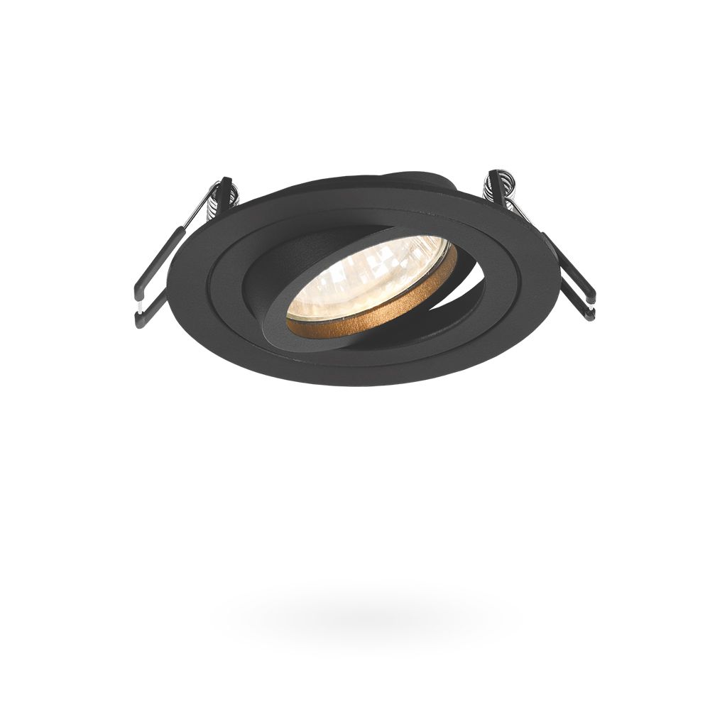Recessed luminaire, movable eyelet, black, round, halogen, GU10 Spotlight Videx