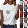 Women's Fashion Casual Short Sleeve Printed Round Neck T-Shirt Top