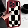 Black White Checkerboard Pattern Printed Fashion Case Flexible Soft Silicone TPU Shell Full Back Cover for iPhone Samsung
