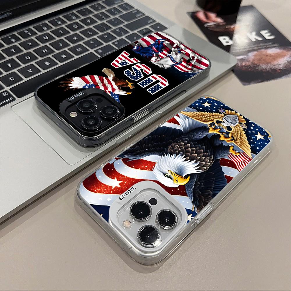 USA America Flag Translucent Mobile Phone Case for iPhone 17 16 15 14 13 12 11 X XR XS Air Pro Max Plus Colorful Cover