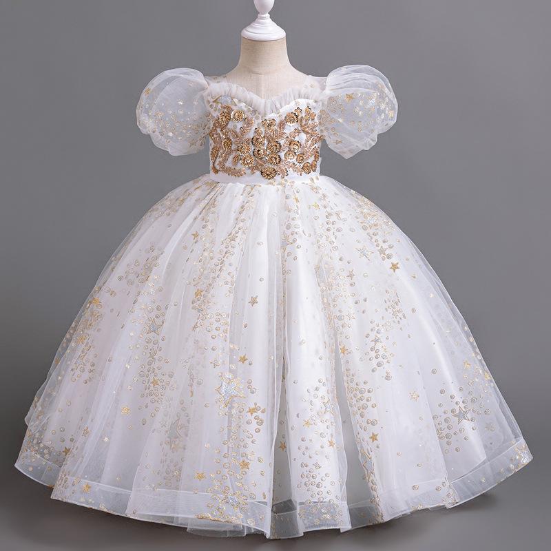 Big Kids' Formal Sequined Flower Girl Princess Dress