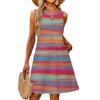 Женское модное повседневное летнее платье с полосатым принтом и карманом, пляжное праздничное платье-жилет