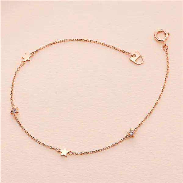 14K bracelet chain gold bracelet star