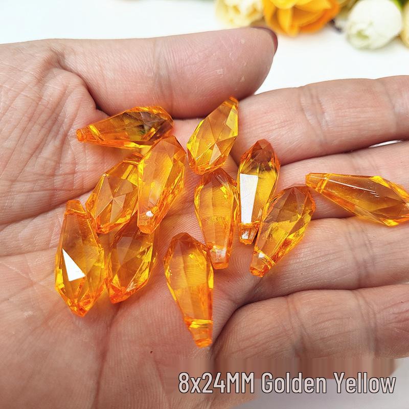 Crystal Pillar Lampshade Beaded Curtain Accessories - 8x24MM Water Drop Transparent Acrylic Loose Beads Pendants