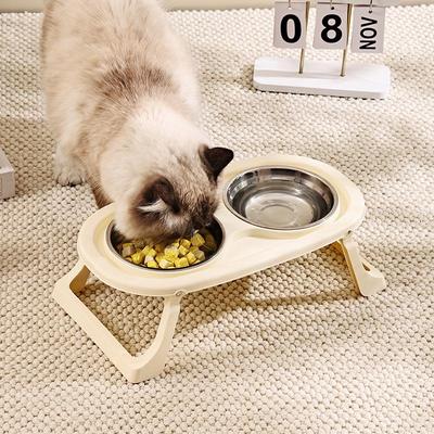 Миска для корма и воды для кошек из нержавеющей стали с высокой складной подставкой