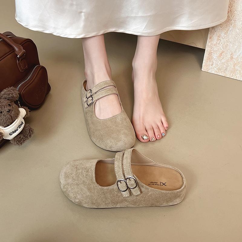 Fashion 2025 New Retro Women's Slippers with Adjustbale Buckle Suede Flat Slides New Summer Outdoor Comfortable Casual Slip-On Shoes