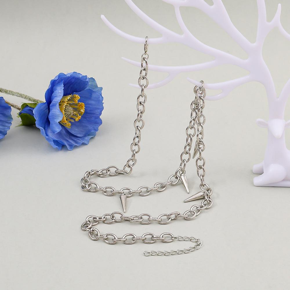 Men Punk Style Rivet Tassel Necklace Hip Hop Women Fashion Geometric Titanium Steel Chain Necklace
