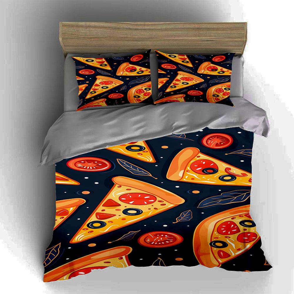 Pizza-themed design. Bedding Duvet cover sets Duvet covers Pillowcases gifts (1 * Duvet Cover 2 * Pillowcases, without duvet insert)