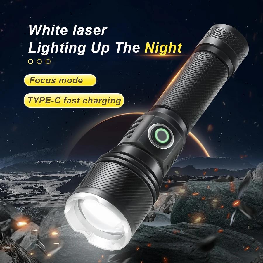 Most Powerful 500W Flashlight Ultra Bright Long Shot Torch Rechargeable LED Zoom Flashlight Outdoor Emergency Camping Torch