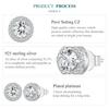 BAMOER Platinum Plated Halo CZ Stud Earrings 925 Sterling Silver Hypoallergenic Classic Elegant Earrings Fashion Jewellry