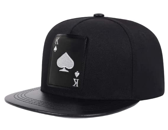 Sproutsy Men's Spade Playing Card Snapback Cap, Popular, Casual, and Stylish (Black)
